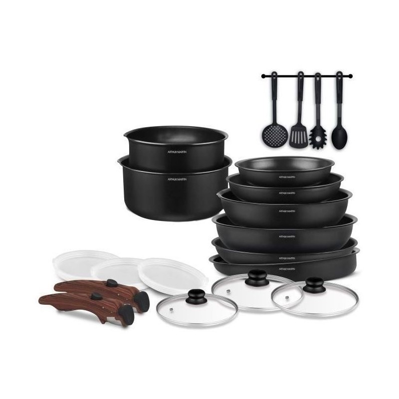 Cookware - All heat sources including induction - Arthur Martin - AM0530 - Aluminum - Non-stick - 20 pieces - Removable handle