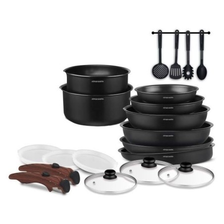 Cookware - All heat sources including induction - Arthur Martin - AM0530 - Aluminum - Non-stick - 20 pieces - Removable handle