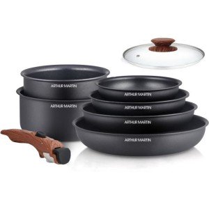 8 - Zimmerküche Batterie Arthur Martin - Aluminium - Holzgriff - Al...