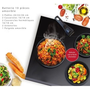 Cookware set - All hobs including induction - ART & CUISINE - AC1083 - Aluminum - 10 pieces - Black