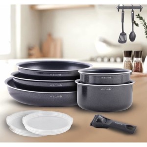 Cookware set - All hobs including induction - ART & CUISINE - AC1083 - Aluminum - 10 pieces - Black