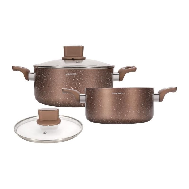 Topfset - ARTHUR MARTIN - AM9820 - 20-24 cm mit Glasdeckel - Aluminium - Alle Herdarten einschließlich Induktion