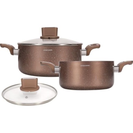 Topfset - ARTHUR MARTIN - AM9820 - 20-24 cm mit Glasdeckel - Aluminium - Alle Herdarten einschließlich Induktion