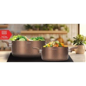 Set of pots - ARTHUR MARTIN - AM9820 - 20-24 cm with glass lid - Al...