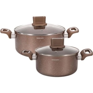 Topfset - ARTHUR MARTIN - AM9820 - 20-24 cm mit Glasdeckel - Aluminium - Alle Herdarten einschließlich Induktion