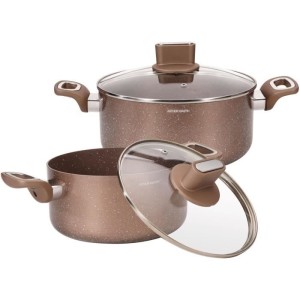 Topfset - ARTHUR MARTIN - AM9820 - 20-24 cm mit Glasdeckel - Aluminium - Alle Herdarten einschließlich Induktion
