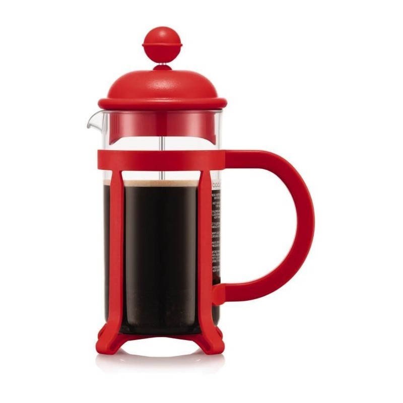 Cafetiere a piston - BODUM - Java - Monture et couvercle en plastique - 3 tasses - 0.35 l - Rouge