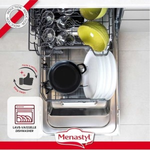 Mussel pot - MENASTYL - 3645563 - Enamelled steel - Black - 18 cm - With writing - All hobs including induction