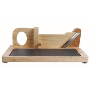 Guillotine a saucisson - LIVOO - MEC127 - En hévéa et plateau en ardoise - Lame acier inoxydable - Sécurité