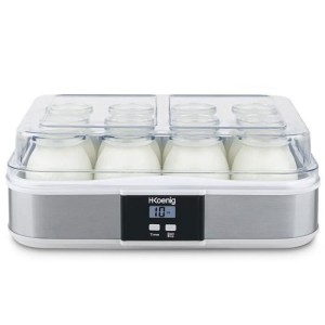 Yaourtiere HKoeNIG - ELY120 - Capacité 12 pots en verre de 160ml + 1 pot a fromage blanc (1,2L) - Programmable jusqu'a 15h - 15
