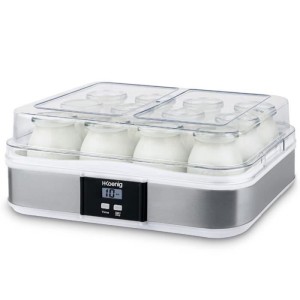 Yaourtiere HKoeNIG - ELY120 - Capacité 12 pots en verre de 160ml + 1 pot a fromage blanc (1,2L) - Programmable jusqu'a 15h - 15