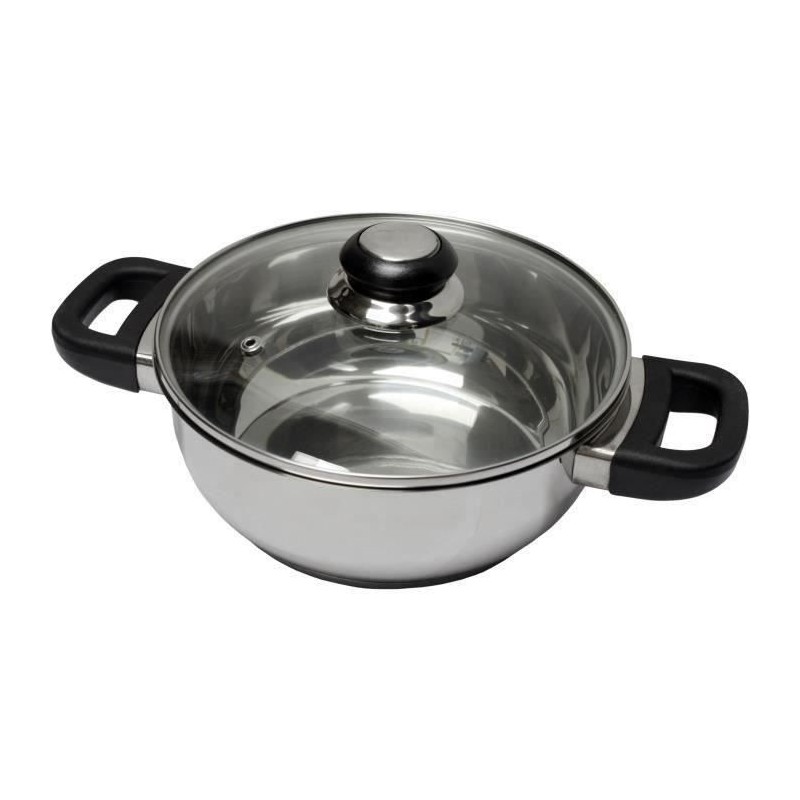 BAUMALU 331974 24 cm stainless steel casserole with bakelite sapphire glass lid