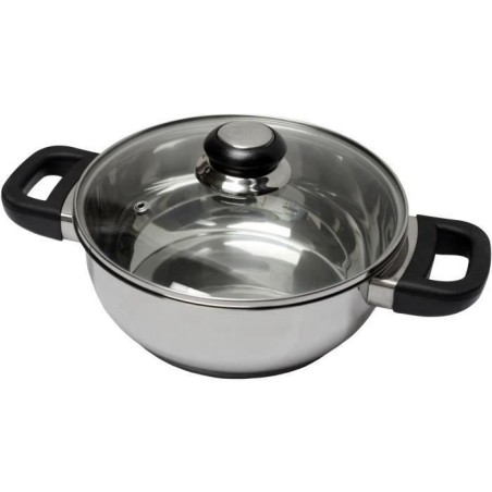 BAUMALU 331974 24 cm stainless steel casserole with bakelite sapphire glass lid