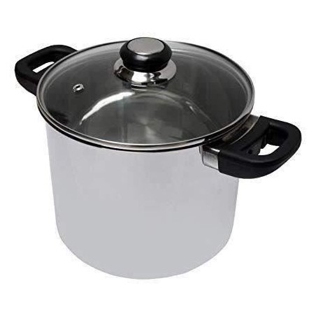 BAUMALU Traiteur inox + glass lid Saphir bakelite - 24 cm