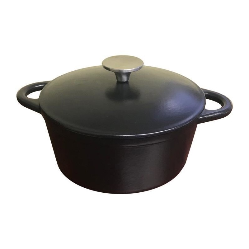 Cocotte en fonte - BAUMALU - 336407 - Ronde 26 cm - Noir mat