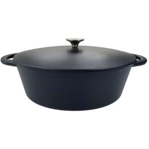 Cast iron casserole dish - BAUMALU - 336408 - Oval 33 cm - Matte bl...
