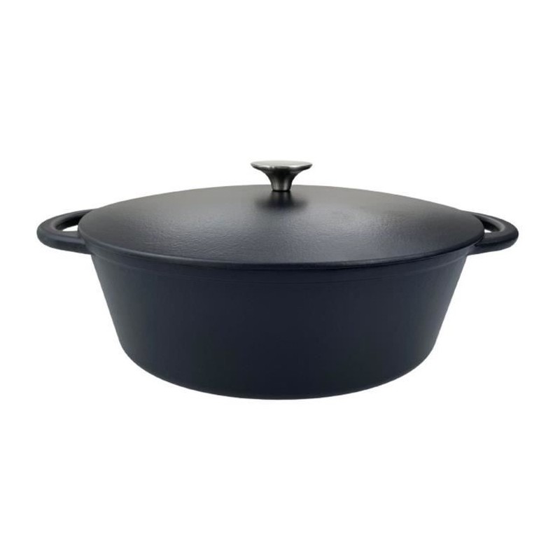 Cast iron casserole dish - BAUMALU - 336408 - Oval 33 cm - Matte black