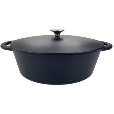 Cast iron casserole dish - BAUMALU - 336408 - Oval 33 cm - Matte black