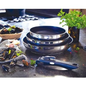 Set of 3 frying pans - BAUMALU - Comete - 20 / 24 / 28 cm - Removab...