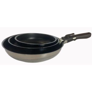 Set of 3 frying pans - BAUMALU - Comete - 20 / 24 / 28 cm - Removab...