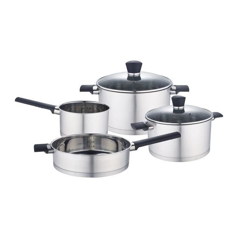Batterie de cuisine - Tous feux dont induction - Baumalu - Acier inoxydable - 6 pieces - Inox - Gris