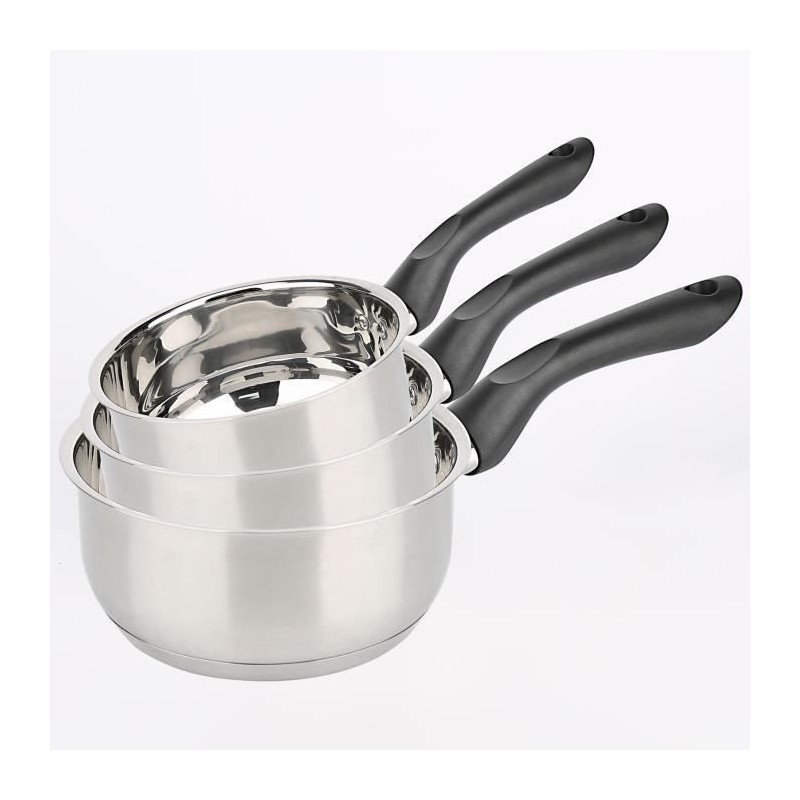 Batterie de cuisine - Tous feux dont induction - Baumalu - Acier inoxydable - 3 pieces 16/18/20 cm - Inox - Gris
