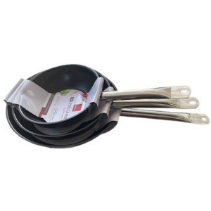 Set of 3 frying pans - BAUMALU - Gastronomy - 20 / 24 / 28 cm - Sta...