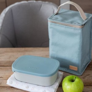 BEABA, Children's stainless steel lunch box, silicone lid and prote...