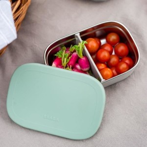 BEABA, Children's stainless steel lunch box, silicone lid and prote...