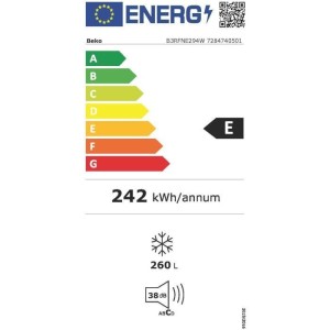 Freistehender Gefrierschrank – BEKO – B3RFNE294W – belüftete Kälte – E – 260 l – Autonomie: 11 Stunden – 75,4 x