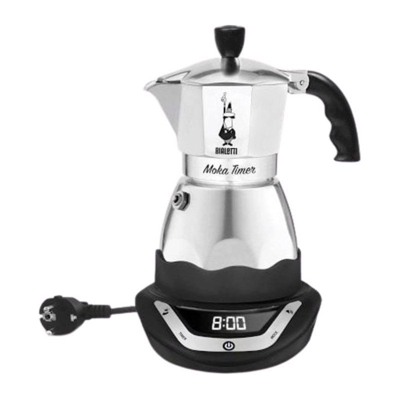 Cafetiere italienne électrique - BIALETTI - MOKA TIMER - 6 tasses - 300 ml - Inox