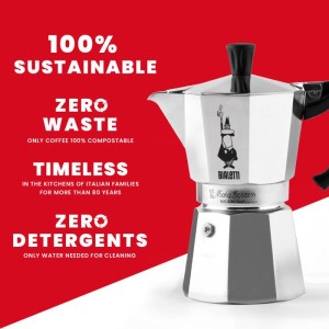 Cafetiere italienne - BIALETTI - Moka Express - Tous feux sauf induction - 2 tasses - 90 ml - Inox