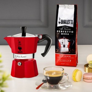 Cafetiere italienne - BIALETTI - La Mokina - Tous feux sauf induction - 1 tasse - 40 ml - Rouge