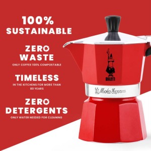 Cafetiere italienne - BIALETTI - La Mokina - Tous feux sauf induction - 1 tasse - 40 ml - Rouge