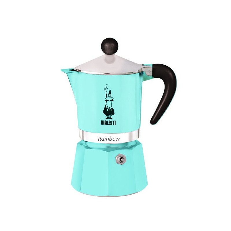Cafetiere italienne - BIALETTI - Moka Express - Tous feux sauf induction - 6 tasses - 300 ml - Rainbow Bleu