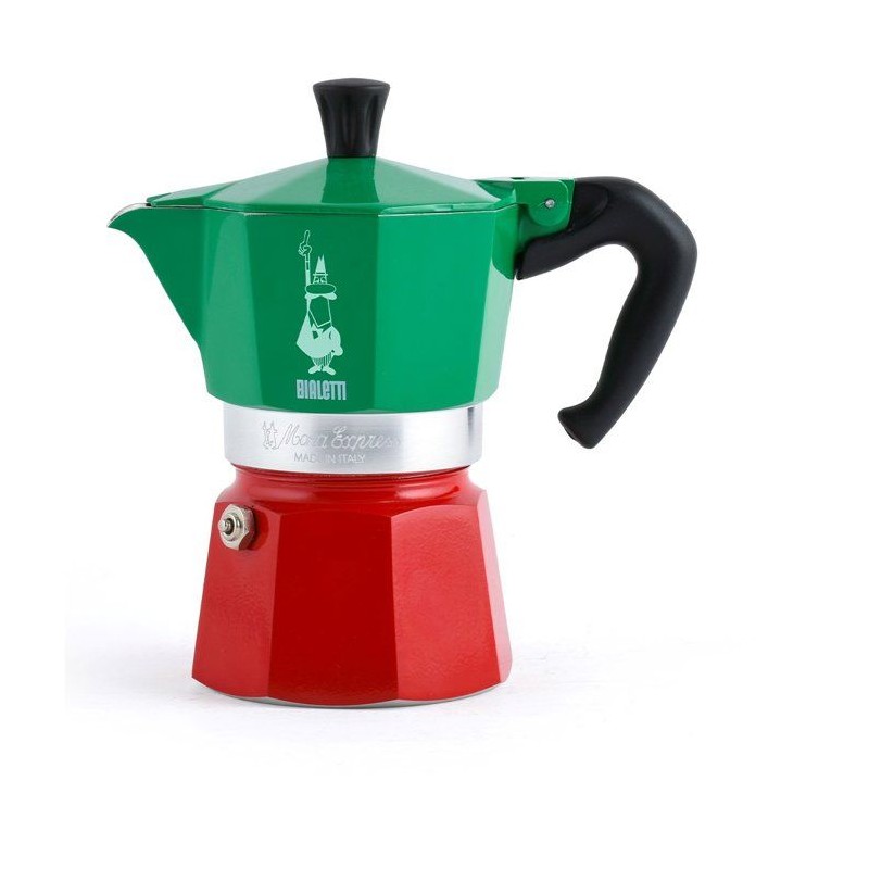 Cafetiere italienne - BIALETTI - Moka Express Italia - Tous feux sauf induction - 6 tasses - 300 ml - Vert / Rouge