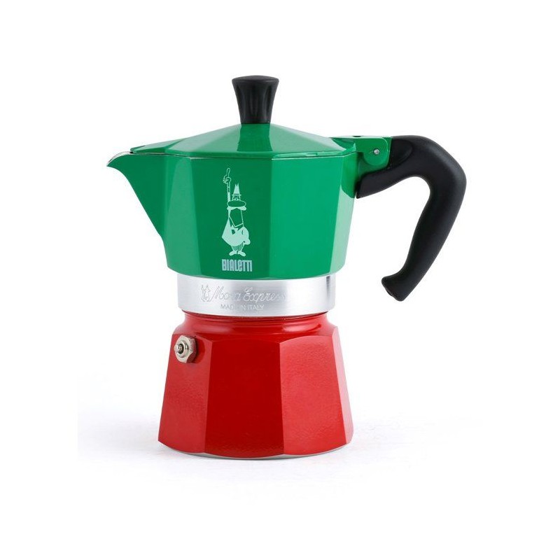 Cafetiere italienne - BIALETTI - Moka Express Italia - Tous feux sauf induction - 3 tasses - 100 ml - Vert / Rouge