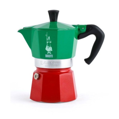 Cafetiere italienne - BIALETTI - Moka Express Italia - Tous feux sauf induction - 3 tasses - 100 ml - Vert / Rouge