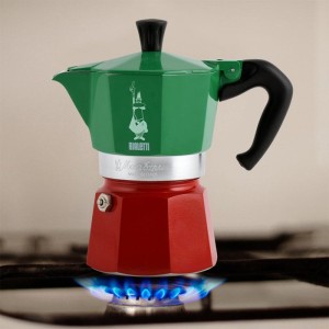 Cafetiere italienne - BIALETTI - Moka Express Italia - Tous feux sauf induction - 3 tasses - 100 ml - Vert / Rouge
