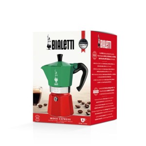 Cafetiere italienne - BIALETTI - Moka Express Italia - Tous feux sauf induction - 3 tasses - 100 ml - Vert / Rouge