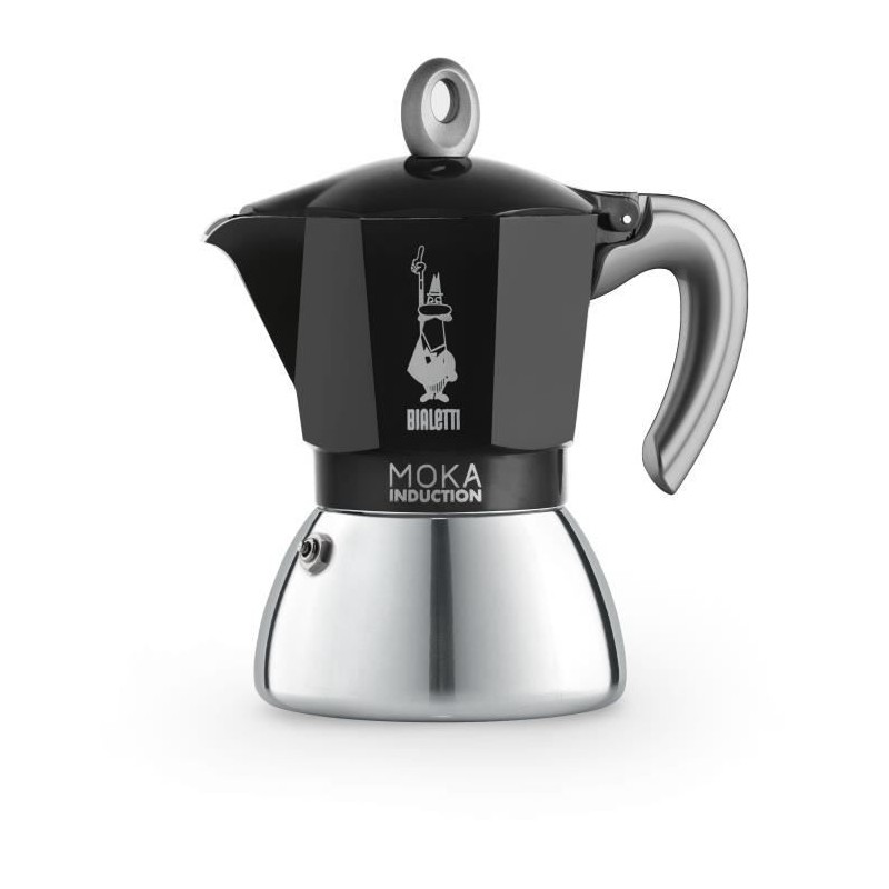 Cafetiere italienne - BIALETTI - NEW MOKA INDUCTION - 6 tasses - 0,28 L - Noir / Argent