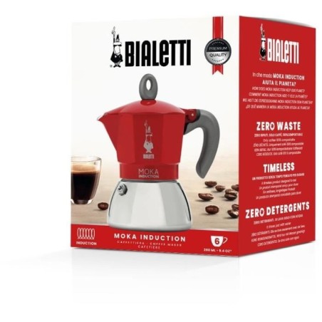 Italienische Kaffeemaschine – BIALETTI – NEW MOKA INDUCTION – 6 Tassen – 0,28 l – Rot