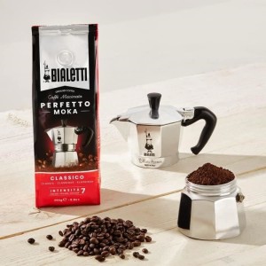 Cafetiere italienne + 1 Café Perfetto Moka Classico - BIALETTI - MOKA - 3 tasses - 0,30 L - Paquet de 250 g - Argent