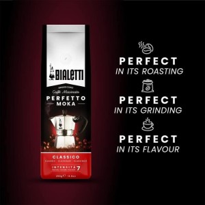 Cafetiere italienne + 1 Café Perfetto Moka Classico - BIALETTI - MOKA - 3 tasses - 0,30 L - Paquet de 250 g - Argent
