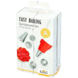 Spritzbeutel – BIRKMANN – EASY BAKING – Stoff – Inklusive 6 Tüllen + 1 Adapter – 9 x 14,5 x 5,7 cm