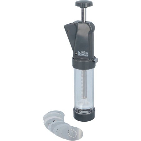Presse a biscuits - BIRKMANN - EASY BAKING - Plastique - Inclus 10 disques a motif - 8 x 28 x 6 cm