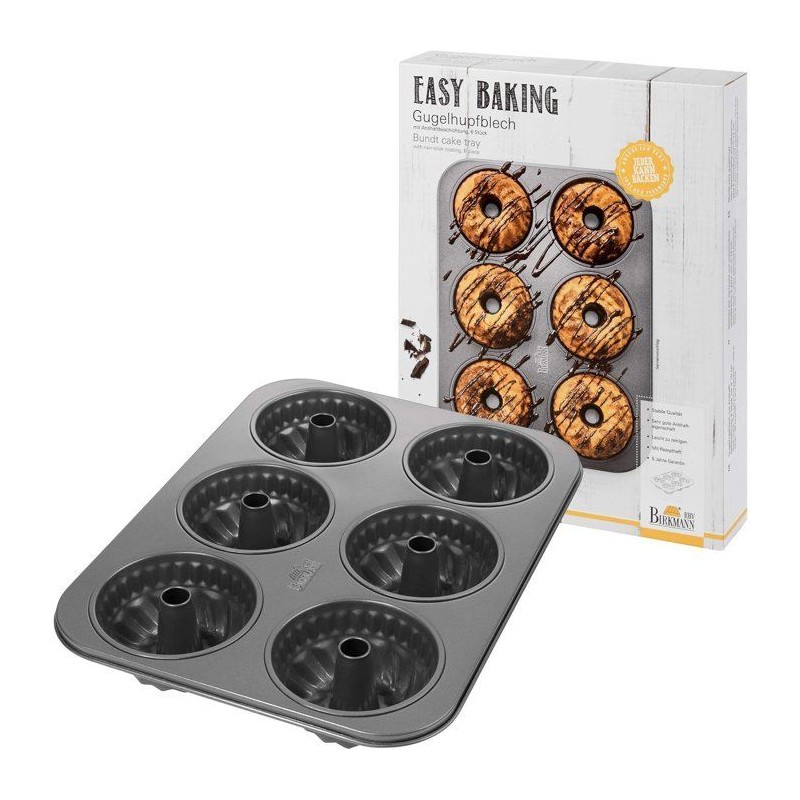 Plaque de cuisson cake - BIRKMANN - EASY BAKING - Acier carbone - Anti adhésif - Ø10 cm, 35 x 27 x 5 cm