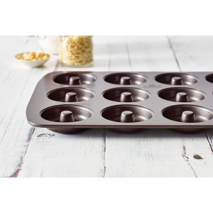 Plaque a cuisson pour donuts - BIRKMANN - EASY BAKING - Acier carbone - Anti adhésif - 12 moules - Ø7cm, 37 x 26 x 2 cm