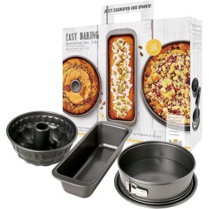 Set moule a pâtisserie - BIRKMANN - EASY BAKING - Acier Carbone - 3 pieces