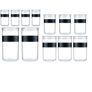 Storage jars - BODUM - PRESSO SET - 12 plastic jars with airtight l...